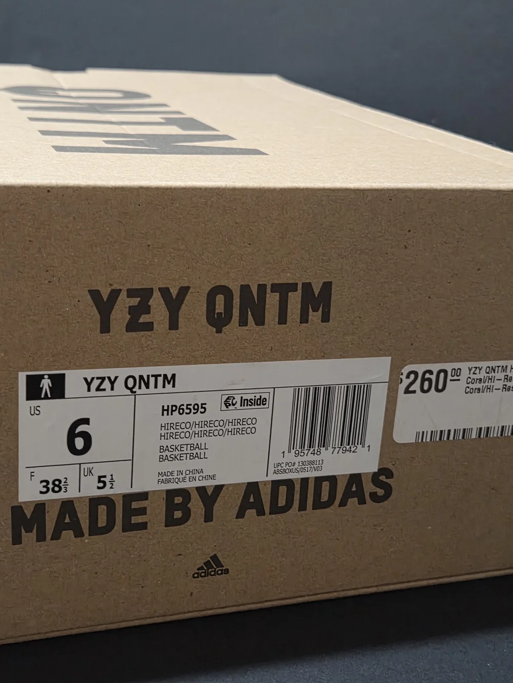 Adidas Yeezy QNTM Hi-Res Coral Size 6 Men / 7.5 Women HP6595